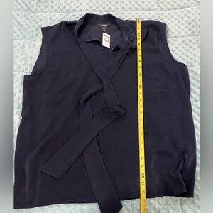 NWT Express Tie Neck Navy Sleeveless Blouse XL